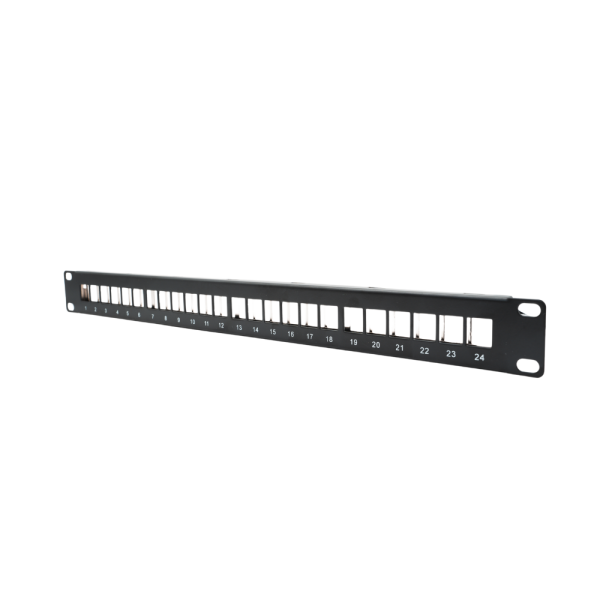 19" Leerpanel für 24 Keystone Jacks, Schwarz