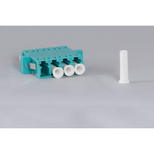 fiber adapter Quad, OM3, aqua, LC/LC,
