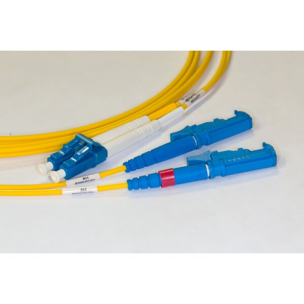 Premium Duplex LWL Patchkabel, SM, E2000/PC-LC/PC